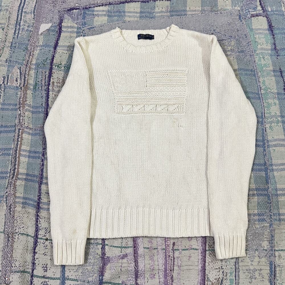 Polo Ralph Lauren American Flag 3D Knit Sweater White M